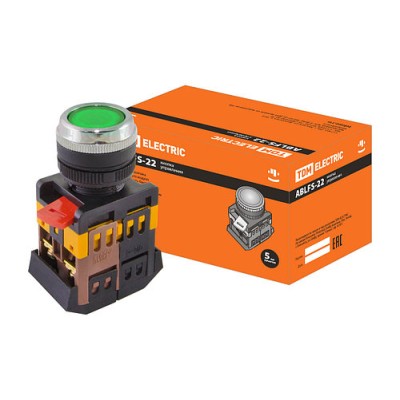 Кнопка ABLFS-22 зеленый d22мм неон/240В 1з+1р SQ0704-0009 Кнопка ABLFS-22 зеленый d22мм неон/240В 1з+1р SQ0704-0009