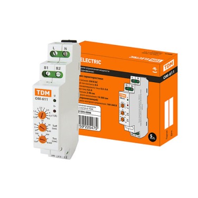 Реле ограничения мощности ОМ-611 0,5/5А-01 (1ф, через ТТ, 0,5-5А) TDM Реле ограничения мощности ОМ-611 0,5/5А-01 (1ф, через ТТ, 0,5-5А) TDM