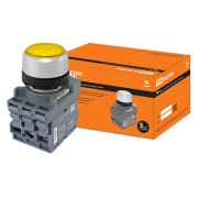 Кнопка с фиксацией MP2-21Y(LED) в сборе d22мм/220В 1з+1р желтая TDM