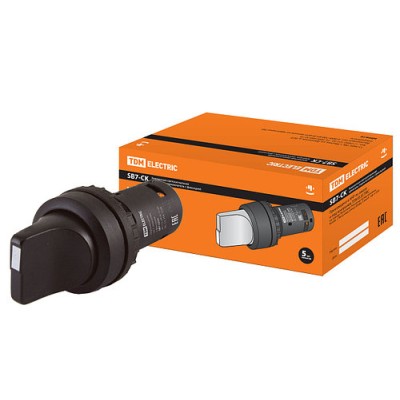 Переключатель на 2 положения с фиксацией SB7-CD25 короткая ручка d22мм 1з+1р черный SQ0746-0071 Переключатель на 2 положения с фиксацией SB7-CD25 короткая ручка d22мм 1з+1р черный SQ0746-0071