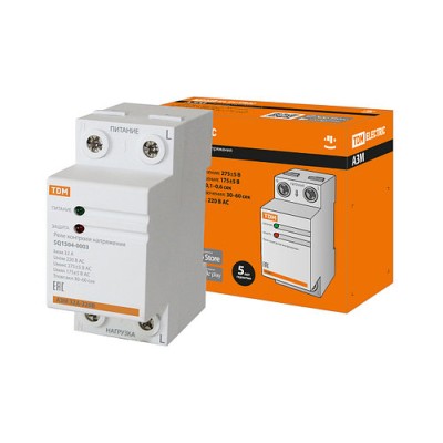 Реле напряжения 1ф серии АЗМ 32А-230В TDM Реле напряжения 1ф серии АЗМ 32А-230В TDM