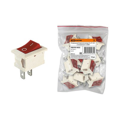 Клавишный переключатель YL-211-04 белый корпус красная клавиша 2 положения 1з SQ0703-0022 Клавишный переключатель YL-211-04 белый корпус красная клавиша 2 положения 1з SQ0703-0022