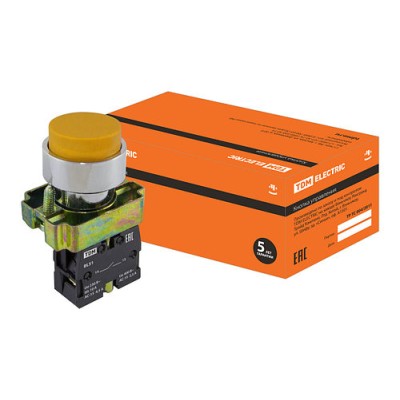 Кнопка SB2-BL51 с возвратом, 1НО, d22 мм, желтая, IP40 TDM Кнопка SB2-BL51 с возвратом, 1НО, d22 мм, желтая, IP40 TDM