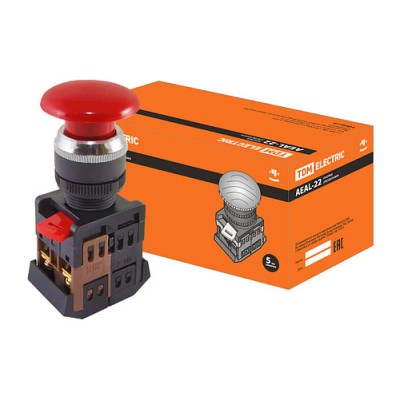 Кнопка AEAL-22 Грибок с фикс.красный d22мм 240В 1з+1р SQ0704-0020 Кнопка AEAL-22 Грибок с фикс.красный d22мм 240В 1з+1р SQ0704-0020