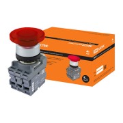 Кнопка грибовидная МРМ1-11R(LED) в сборе d40мм/24B 1з+1р красная TDM