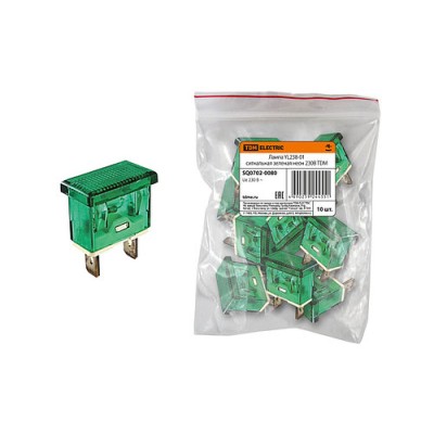 Лампа YL238-01 сигнальная зеленая неон 230В SQ0702-0080 Лампа YL238-01 сигнальная зеленая неон 230В SQ0702-0080