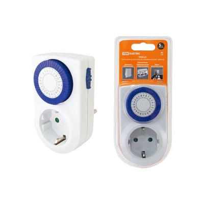 Таймер с розеткой механический ТРМ-01 3500Вт 24 часа SQ1506-0001 Таймер с розеткой механический ТРМ-01 3500Вт 24 часа SQ1506-0001