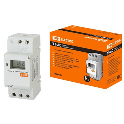 Таймер электронный на DIN-рейку астрономический ТЭ-АС-1мин/24ч-8on/off-16А-DIN TDM Таймер электронный на DIN-рейку астрономический ТЭ-АС-1мин/24ч-8on/off-16А-DIN TDM