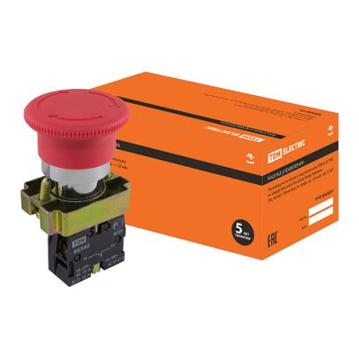 Кнопка BS542 Грибок аварийная с фиксацией поворотная красный SQ0704-0052 Кнопка BS542 Грибок аварийная с фиксацией поворотная красный SQ0704-0052
