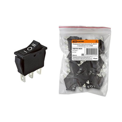 Клавишный переключатель YL-202-01 черный, 3 положения 1з+1з SQ0703-0024 Клавишный переключатель YL-202-01 черный, 3 положения 1з+1з SQ0703-0024