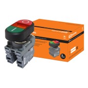 Кнопка двойная MPD2-11R (зеленая/красная) (LED) в сборе d22мм/220В (I/O) линза красная TDM