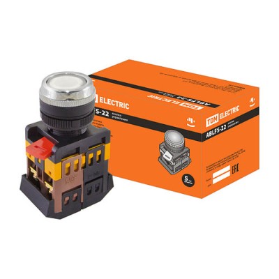 Кнопка ABLFS-22 белый d22мм неон/240В 1з+1р SQ0704-0012 Кнопка ABLFS-22 белый d22мм неон/240В 1з+1р SQ0704-0012