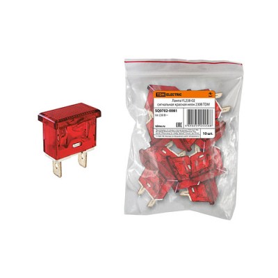 Лампа YL238-02 сигнальная красная неон 230В TDM Лампа YL238-02 сигнальная красная неон 230В TDM