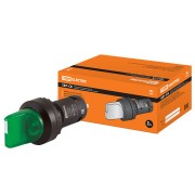 Переключатель на 3 положения с фиксацией SB7-CK3365-220V короткая ручка LED d22мм 1з+1р зеленый TD SQ0746-0065