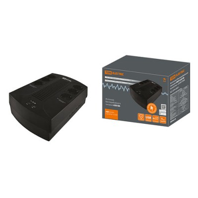 Источник бесперебойного питания ИБП 650 ВА 6 розеток +2USB TDM Источник бесперебойного питания ИБП 650 ВА 6 розеток +2USB TDM