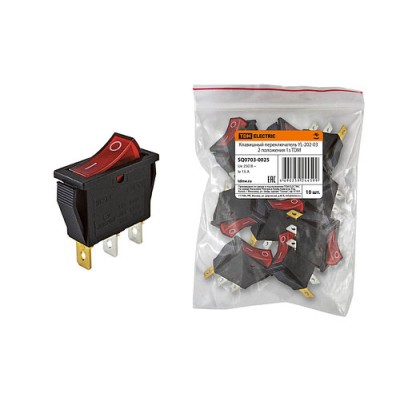 Клавишный переключатель YL-202-03 черный корпус красная клавиша 2 положения 1з SQ0703-0025 Клавишный переключатель YL-202-03 черный корпус красная клавиша 2 положения 1з SQ0703-0025