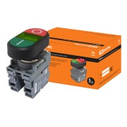 Кнопка двойная MPD2-11G (зеленая/красная) (LED) в сборе d22мм/220В (I/O) линза зеленая TDM