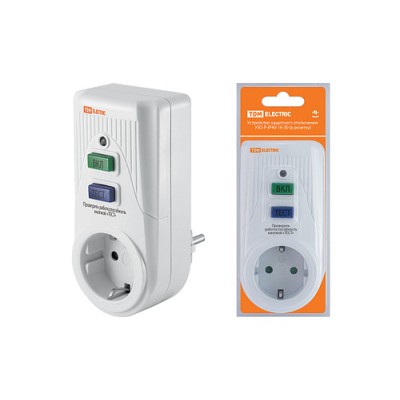 Устройство защитного отключения УЗО-Р-IP40-16-30 (в розетку) 16А 30мА IP40 TDM Устройство защитного отключения УЗО-Р-IP40-16-30 (в розетку) 16А 30мА IP40 TDM