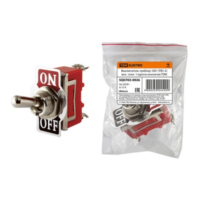 Выключатель-тумблер 1021 ТВ1-2 вкл.- откл. 1 группа контактов SQ0703-0026 Выключатель-тумблер 1021 ТВ1-2 вкл.- откл. 1 группа контактов SQ0703-0026