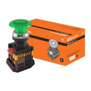 Кнопка AELA22 Грибок зеленый d22мм неон/240В 1з+1р SQ0704-0014