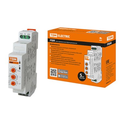 Реле времени РВМ-0,1с/10дн-8А-12/230В-DIN (многофункц., 10реж., 0,1с-10дней, 12-230В AC/DC) TDM Реле времени РВМ-0,1с/10дн-8А-12/230В-DIN (многофункц., 10реж., 0,1с-10дней, 12-230В AC/DC) TDM