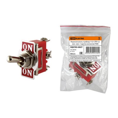 Переключатель-тумблер 1121 ТП1-2 вкл.- вкл. 1 группа контактов SQ0703-0027 Переключатель-тумблер 1121 ТП1-2 вкл.- вкл. 1 группа контактов SQ0703-0027
