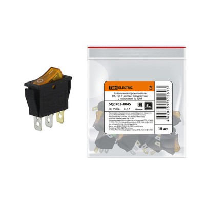 Клавишный переключатель IRS-101-Y желтый с подсветкой 2 положения 1з SQ0703-0045 Клавишный переключатель IRS-101-Y желтый с подсветкой 2 положения 1з SQ0703-0045