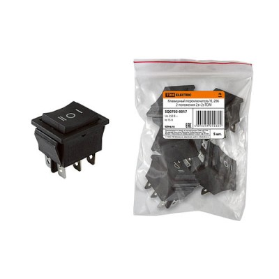 Клавишный переключатель YL-206 черный 3 положения 2з+2з SQ0703-0017 Клавишный переключатель YL-206 черный 3 положения 2з+2з SQ0703-0017