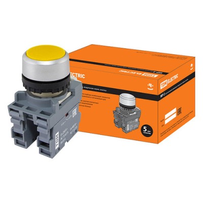 Кнопка с фиксацией MP2-20Y в сборе d22мм 1з+1р желтая TDM Кнопка с фиксацией MP2-20Y в сборе d22мм 1з+1р желтая TDM