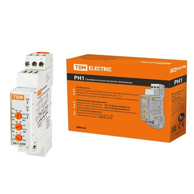 Реле напряжения 1ф РН 1-220В TDM Реле напряжения 1ф РН 1-220В TDM