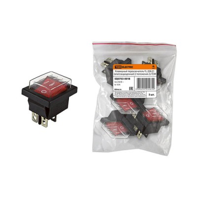 Клавишный переключатель YL-208-01 черный корпус красная клавиша влагозащищенный 2 положения 2з SQ0703-0018 Клавишный переключатель YL-208-01 черный корпус красная клавиша влагозащищенный 2 положения 2з SQ0703-0018