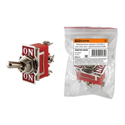 Переключатель-тумблер 1122 П2Т-1 вкл.- откл.- вкл. 1 группа контактов SQ0703-0028 Переключатель-тумблер 1122 П2Т-1 вкл.- откл.- вкл. 1 группа контактов SQ0703-0028