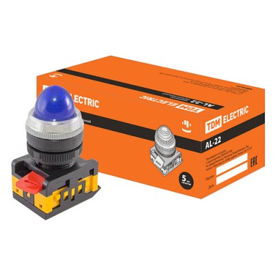 Лампа AL-22 сигнальная d22мм синий неон/230В цилиндр SQ0702-0036 Лампа AL-22 сигнальная d22мм синий неон/230В цилиндр SQ0702-0036
