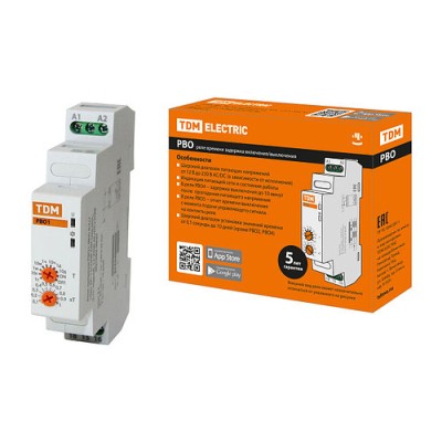 Реле времени РВО1-ВКЛ-0,1с/10дн-8А-12/230В-DIN (зад.вкл., 0,1с-10дней, 12-230В AC/DC) TDM Реле времени РВО1-ВКЛ-0,1с/10дн-8А-12/230В-DIN (зад.вкл., 0,1с-10дней, 12-230В AC/DC) TDM