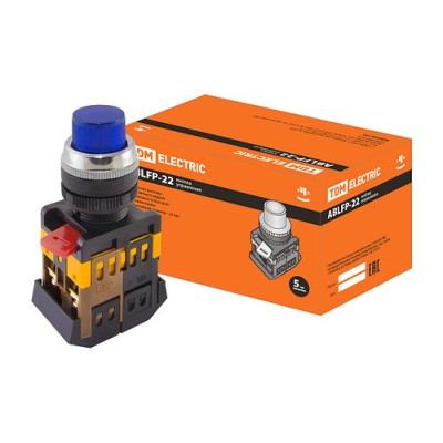 Кнопка ABLFP-22 синий d22мм неон/240В 1з+1р SQ0704-0007 Кнопка ABLFP-22 синий d22мм неон/240В 1з+1р SQ0704-0007