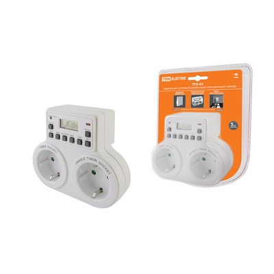 Таймер с розеткой электронный ТРЭ-03 2x1800Вт 24 часа/7 дней SQ1506-0006 Таймер с розеткой электронный ТРЭ-03 2x1800Вт 24 часа/7 дней SQ1506-0006