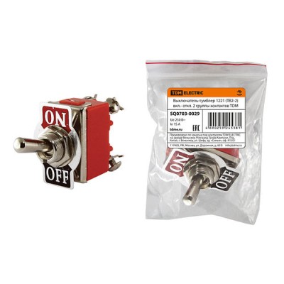 Выключатель-тумблер 1221 ТВ2-2 вкл.- откл. 2 группы контактов SQ0703-0029 Выключатель-тумблер 1221 ТВ2-2 вкл.- откл. 2 группы контактов SQ0703-0029