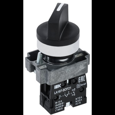 Переключатель LA167-BDF21 2 полож. 1з черный IEK BSW20-BDF21-1-24-67-2-K02 Переключатель LA167-BDF21 2 полож. 1з черный IEK BSW20-BDF21-1-24-67-2-K02