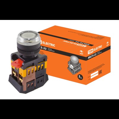 Кнопка ABLFS-22 прозрачный d22мм неон/230В 1з+1р SQ0704-0033 Кнопка ABLFS-22 прозрачный d22мм неон/230В 1з+1р SQ0704-0033