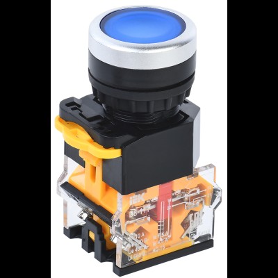 Кнопка D8-11T d=22мм 1з+1р с фиксацией синяя IEK BBT30-11T-3-21-K07 Кнопка D8-11T d=22мм 1з+1р с фиксацией синяя IEK BBT30-11T-3-21-K07