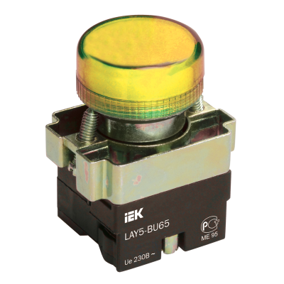 Индикатор LAY5-BU65 желтого цвета d22мм IEK BLS50-BU-K05 Индикатор LAY5-BU65 желтого цвета d22мм IEK BLS50-BU-K05