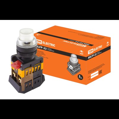 Кнопка ABLFP-22 белый d22мм неон/230В 1з+1р SQ0704-0030 Кнопка ABLFP-22 белый d22мм неон/230В 1з+1р SQ0704-0030