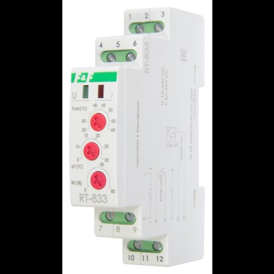 Регулятор температуры RT-833 д.т. +25 до +60°С, выносн. датчик, гистерезис 5-30 °С, DIN 12-24В DC EA07.001.012 Регулятор температуры RT-833 д.т. +25 до +60°С, выносн. датчик, гистерезис 5-30 °С, DIN 12-24В DC EA07.001.012