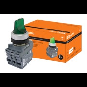 Переключатель на 2 положения с фиксацией M2SS1-21G короткая ручка LED d22мм/220B 1з+1р зеленый SQ0747-0071