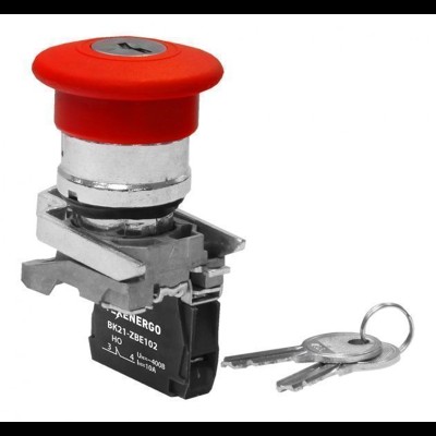 Выключатель кнопочный ВК21-ВS8445 1р красный гриб с фиксацией, с ключом (возврат поворотом) te00121418 Выключатель кнопочный ВК21-ВS8445 1р красный гриб с фиксацией, с ключом (возврат поворотом) te00121418