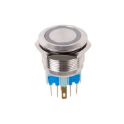 Кнопка антивандальная O22 250В Б/Фикс 6с ON -OFF/ OFF -ON подсв/зеленая 36-3533