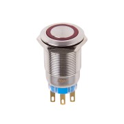 Кнопка антивандальная O19 250В Б/Фикс 5с ON -OFF/ OFF -ON красная 36-3450