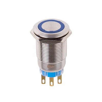 Кнопка антивандальная O19 12В Фикс 5с ON-OFF/OFF-ON подсв/синяя 36-3421 Кнопка антивандальная O19 12В Фикс 5с ON-OFF/OFF-ON подсв/синяя 36-3421