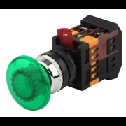 ЭРА Кнопка AELA22 "Грибок" зеленый d22мм неон/240В 1з+1р (10/400/3200) Б0045631