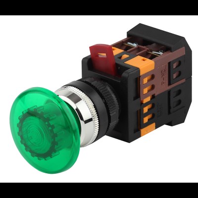 ЭРА Кнопка AELA22 "Грибок" зеленый d22мм неон/240В 1з+1р (10/400/3200) Б0045631 ЭРА Кнопка AELA22 "Грибок" зеленый d22мм неон/240В 1з+1р (10/400/3200) Б0045631